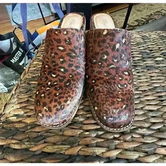 Womans Real Fur Slip-On Heels Mules Fall Animal Print Back To School l SIZE 7 - Picture 8 of 9